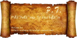 Páhány Trisztán névjegykártya